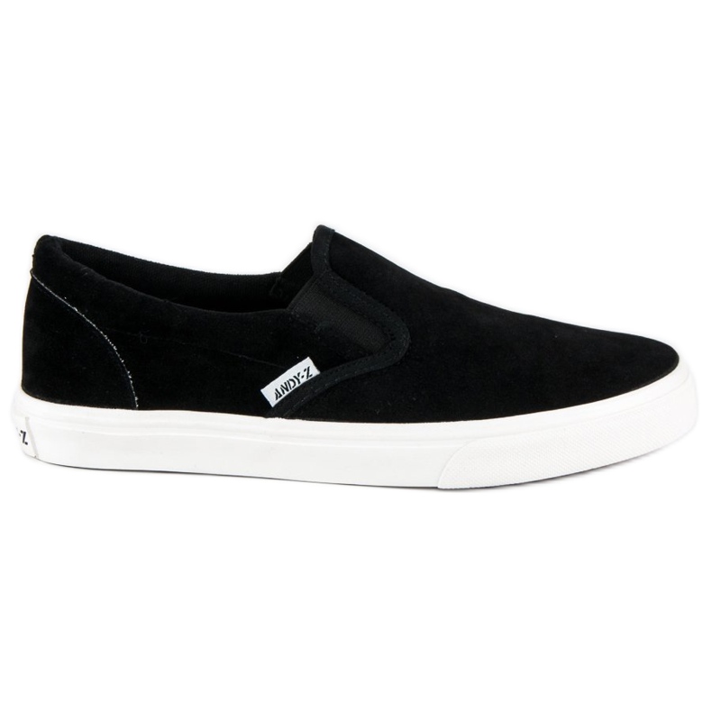 Andy Z Slipons en daim noir le noir
