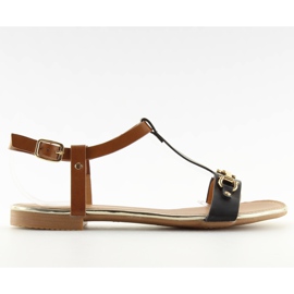 Sandales noires sur semelle plate noir 9871 Black