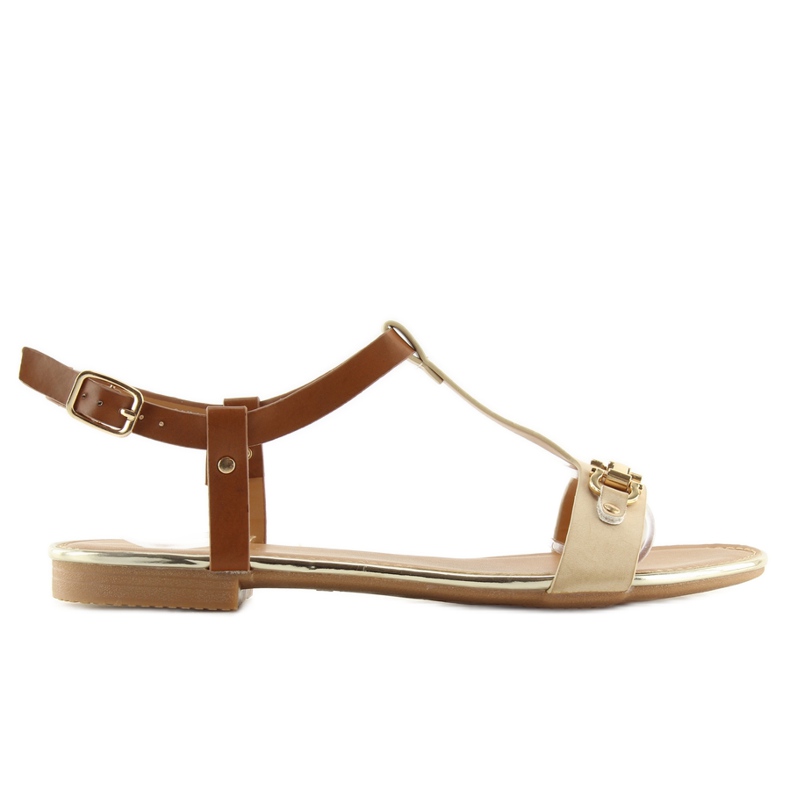 Sandales beiges sur semelle plate 9871 Beige