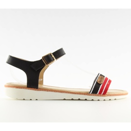 Sandales noires sur semelle plate J1024-A5 Noir