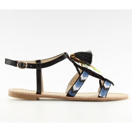 Sandales noires style Boho LQ-2662 noir le noir