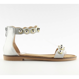 Sandales argentées à fermeture cheville VS-376 Argent gris Sandales argentées à fermeture cheville VS-376 Argent gris