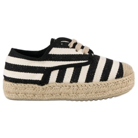 Corina Espadrilles côtelées nouées le noir brun