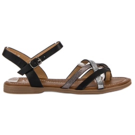 Small Swan Sandales noires classiques gris