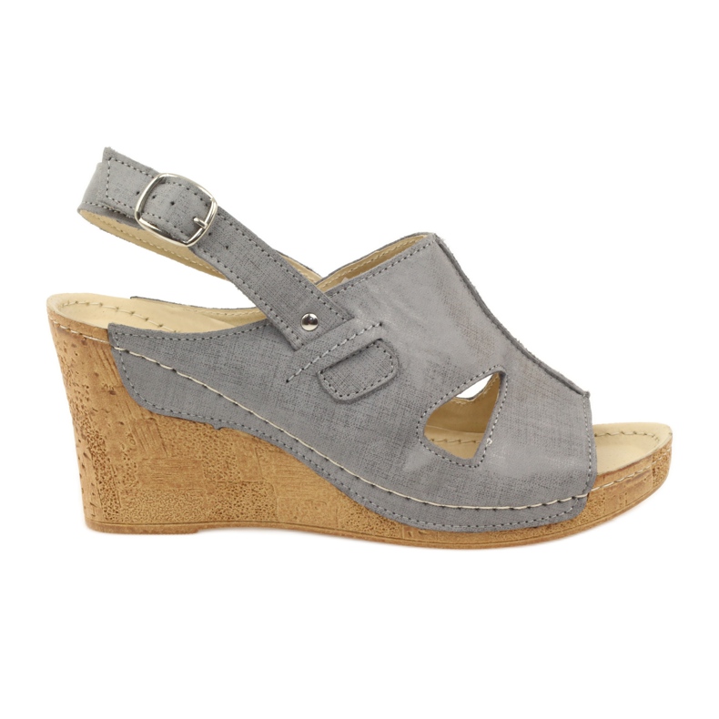 Gregors Sandales de coin en cuir gris gris 533