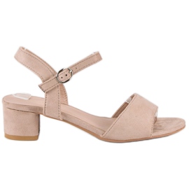 Ideal Shoes Sandales petit talon en daim brun