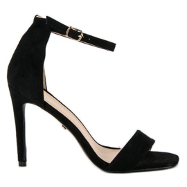 Seastar Sandales en daim sur un talon haut noir