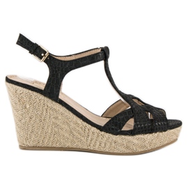 Corina Sandales compensées noires