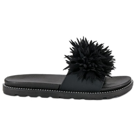 Chaussons à pompon noir