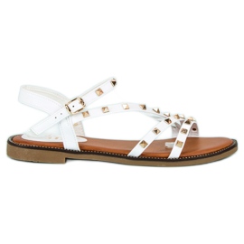 SDS Sandales Plates À Clous blanc