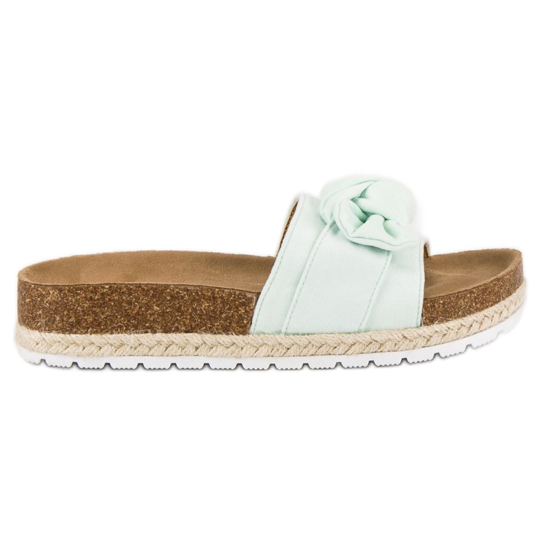 Chaussons menthe à nœud vert