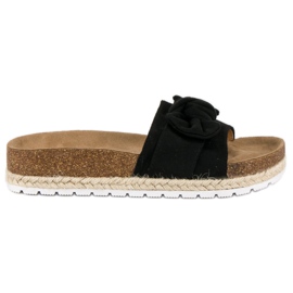Chaussons noirs à nœud le noir