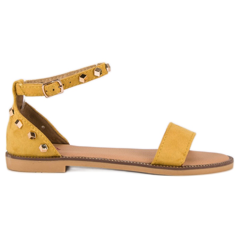 Fashion Sandales en daim à clous jaune