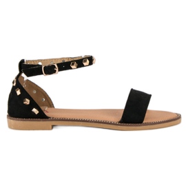 Fashion Sandales en daim à clous le noir