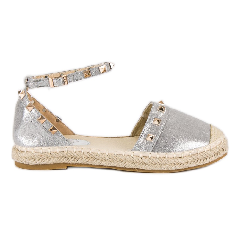 Fama Sandales espadrilles argentées gris Fama Sandales espadrilles argentées gris