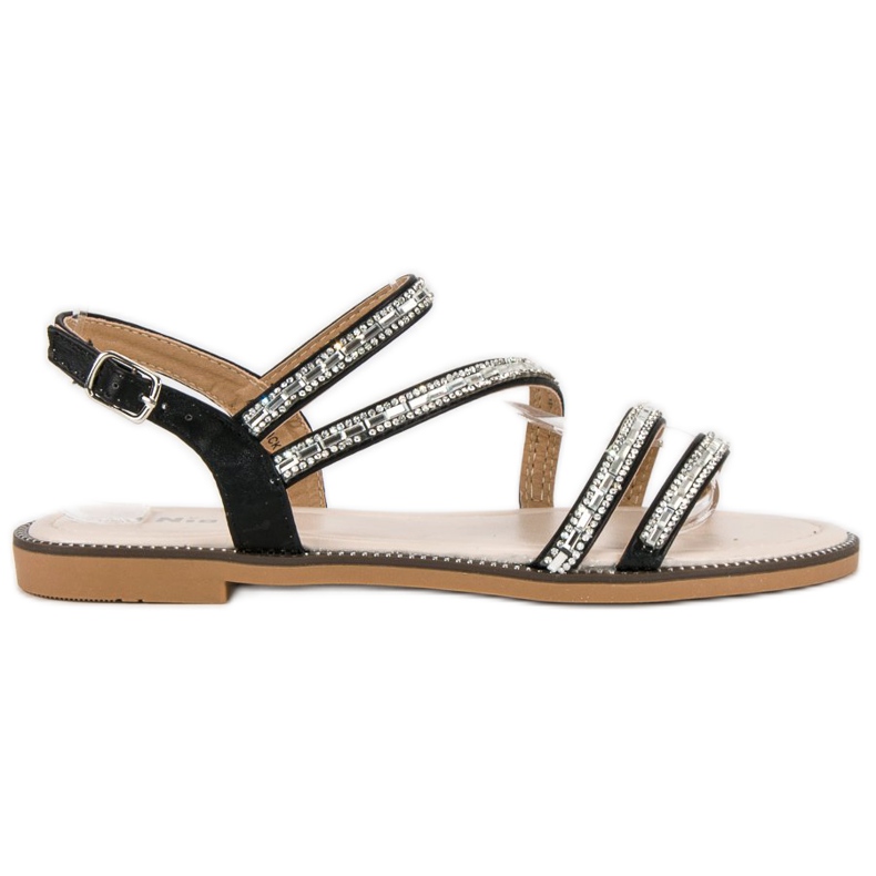 Nio Nio Sandales plates élégantes le noir Nio Nio Sandales plates élégantes le noir