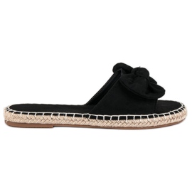 Tongs espadrilles en daim noir