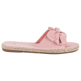 Tongs espadrilles en daim rose