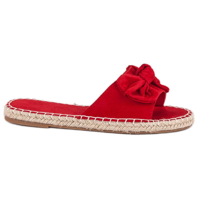 Tongs espadrilles en daim rouge
