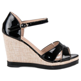 Anesia Paris Sandales compensées laquées noir