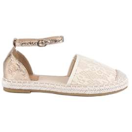 Nio Nio Espadrilles en dentelle brun jaune