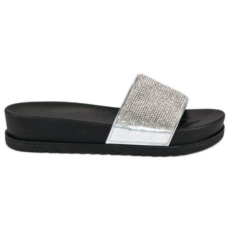 Élégantes pantoufles argentées gris Élégantes pantoufles argentées gris