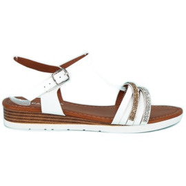 Fama Sandales à petit talon compensé blanc