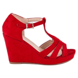 Sandales compensées rouges