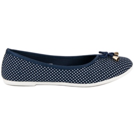 Ballerines textile à pois blanche bleu marin