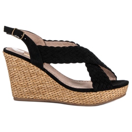 Corina Sandales compensées décontractées noir