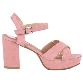 Flyfor Sandales à talon en daim rose