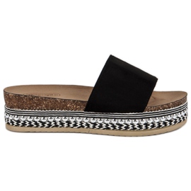 Chaussons bohèmes en daim noir