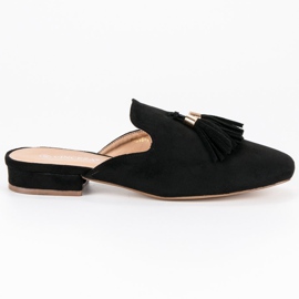 Vinceza Pantoufles en daim noires le noir