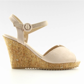 Sandales compensées beiges 3811-13 beige