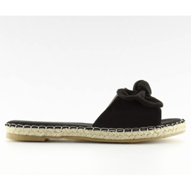 Noir 8758 chaussons noirs avec un noeud