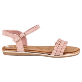 Super Me Sandales plates en daim rose