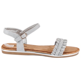Super Me Sandales plates en daim gris