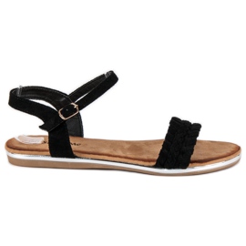 Super Me Sandales plates en daim noir