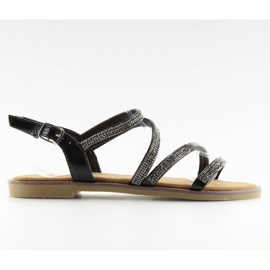 Sandales avec zircons cubiques noirs K952 Noir le noir