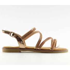 Sandales avec zircons cubiques roses K952 Champagne