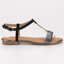 L. Lux. Shoes Sandales plates noires