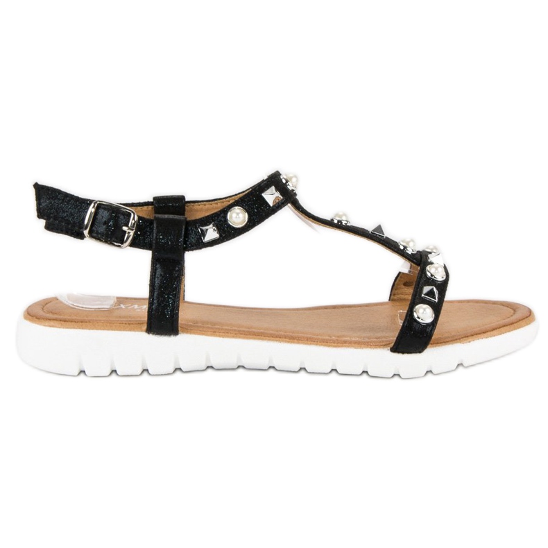 Sandales Plates Avec Strass le noir