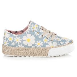 Kylie Espadrilles Sneakers dans les marguerites blanc bleu jaune