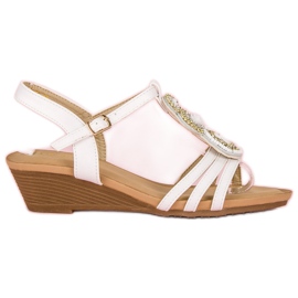 Ch. Creation Sandales élégantes à petit talon compensé blanc jaune