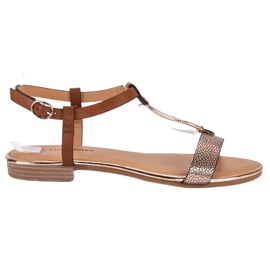 L. Lux. Shoes Sandales plates camel brun