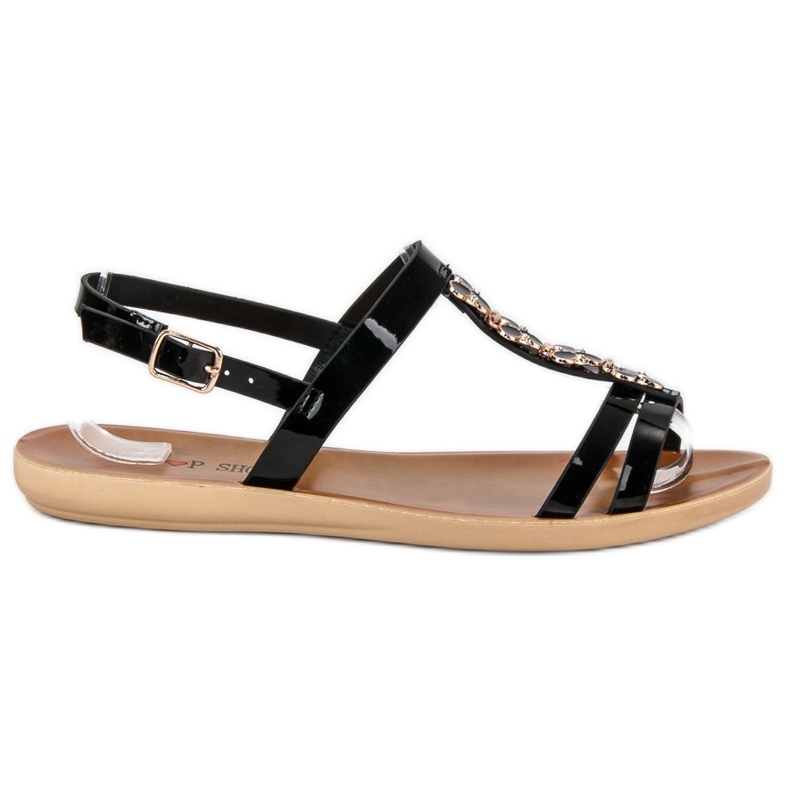 Top Shoes Sandales Laquées Avec Boucle le noir