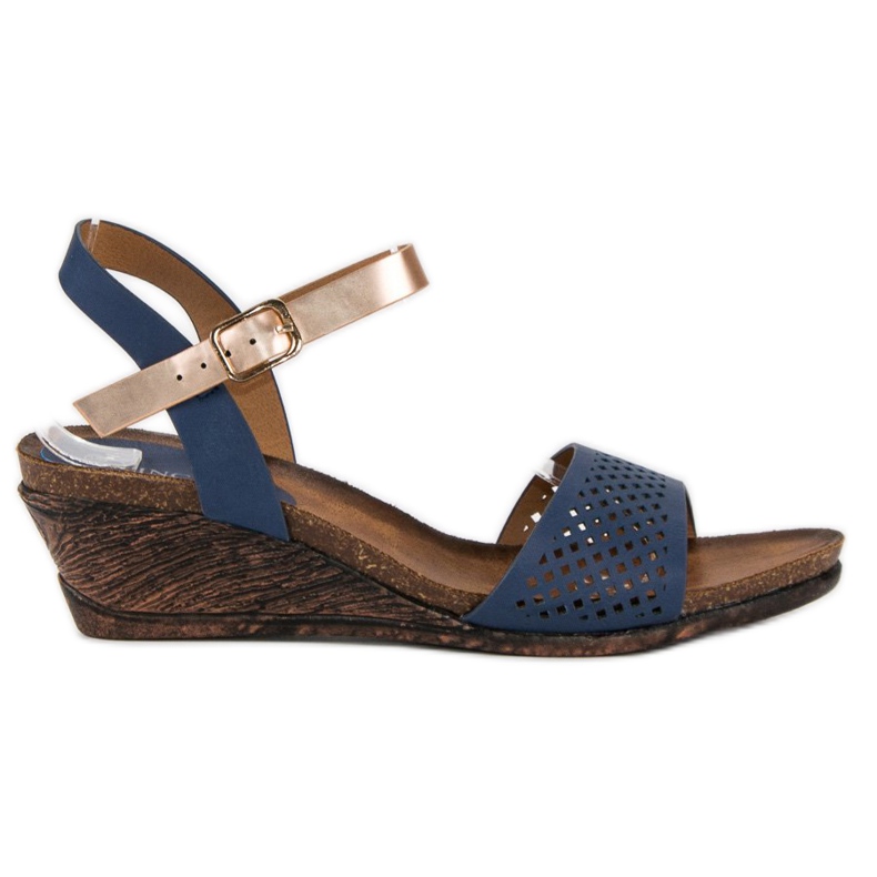 Sandales compensées Vinceza bleu jaune