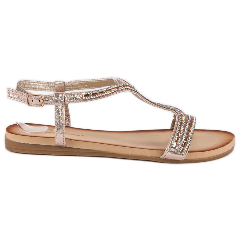 Ideal Shoes Sandales dorées à cristaux d'or Ideal Shoes Sandales dorées à cristaux d'or