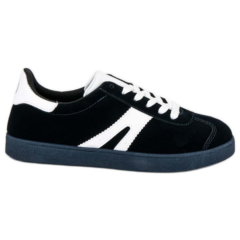 Baskets en daim MCKEYLOR blanche bleu marin