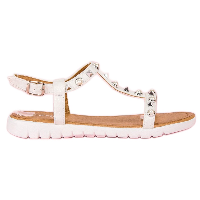 Sandales Plates Avec Strass blanche